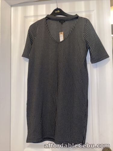 1st picture of bnwt river island black gingham check mini dress long top size 6 cut out Neck For Sale in Cebu, Philippines