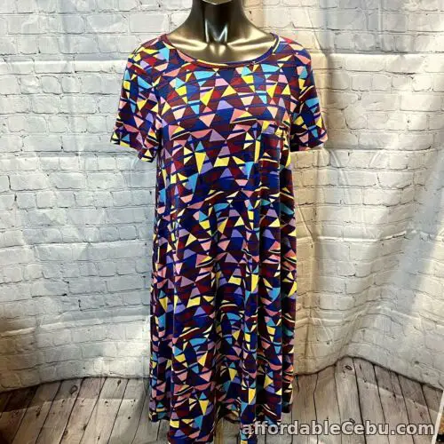 1st picture of NWT LuLaRoe Size M Multi Color Carley Dress High Low Short Sleeve For Sale in Cebu, Philippines