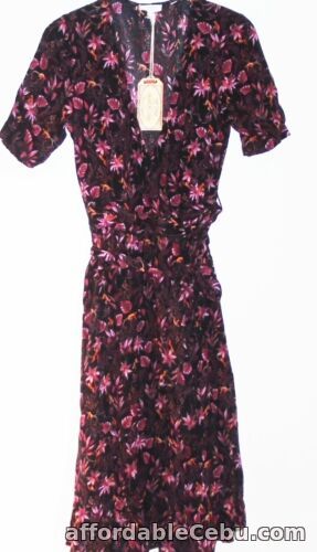 1st picture of Fat Face Willa Monkeys Wrap Dress black pink printed midi Size 8 New Tags BNWT For Sale in Cebu, Philippines