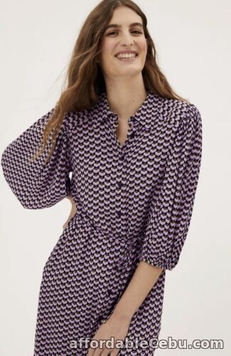 1st picture of MARKS AND SPENCER GEOMETRIC PRINT COLLARED MIDI SHIRT DRESS 20R BNWT For Sale in Cebu, Philippines