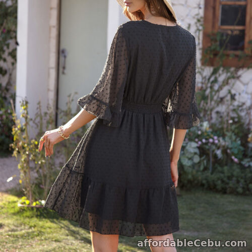 1st picture of Flared Sleeve Dress Vneck Dress Elegant Lace Knitting For Shopping And Dating For Sale in Cebu, Philippines