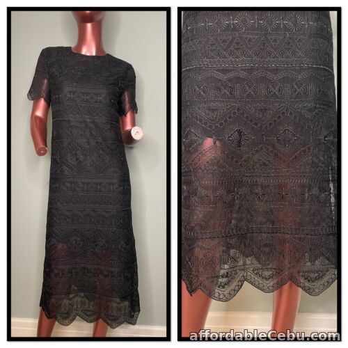 1st picture of PALONES Black Embroidered Sheer Boho Short Sleeve Dress UK Size 8 RRP £140 For Sale in Cebu, Philippines
