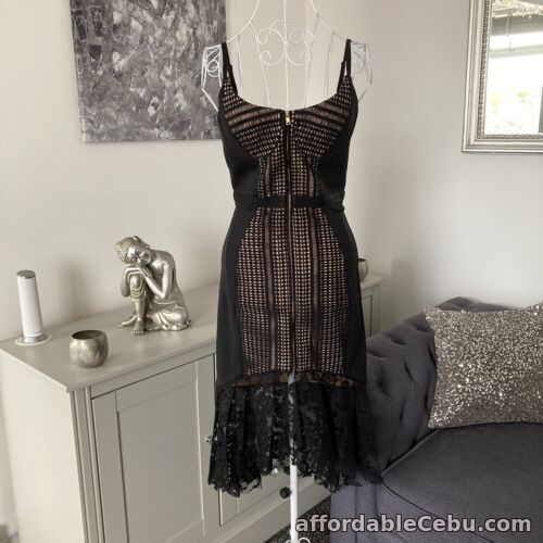 1st picture of BNWT Black Mesh Bralette Zip Up Lace Frill Hem Midi Dress Size 6 By Three Floor For Sale in Cebu, Philippines
