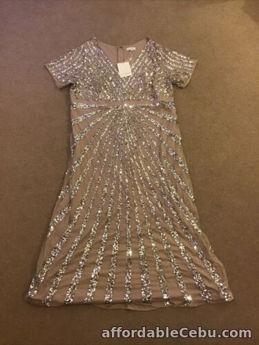 1st picture of Maya Short Sleeve Stripe Embellished Maxi Dress Taupe In Womens Size 26 BRANDNEW For Sale in Cebu, Philippines