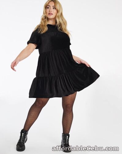1st picture of simply be velvet cord tiered black smock dress size 18 bnwt rrp £36 For Sale in Cebu, Philippines