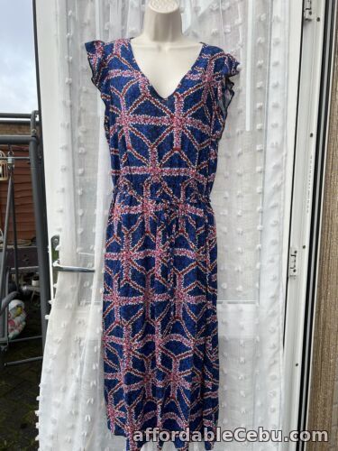 1st picture of BEAUTIFUL NAVY BLUE UNION JACK DITSY FLORAL MIDI DRESS SZ 16 BNWT For Sale in Cebu, Philippines