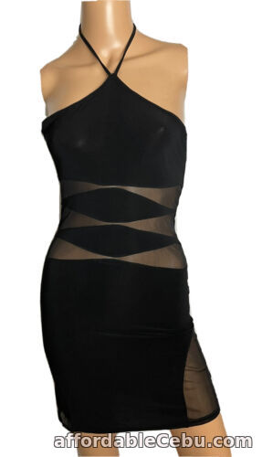 1st picture of Yours Paris Women's Halter Dress Black Stretch Sheer Size Small Retail For Sale in Cebu, Philippines