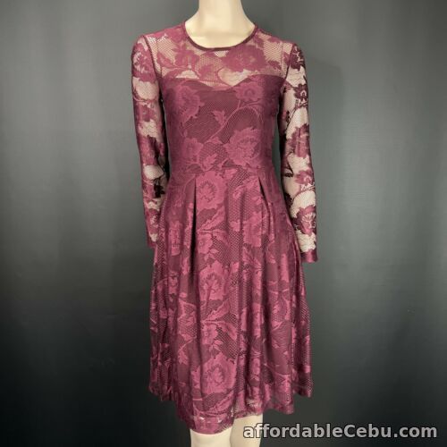 1st picture of Anna Field Dress 6 Womens Burgundy Red Lace Long Sleeve Knee Length A-Line For Sale in Cebu, Philippines