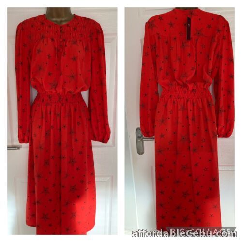 1st picture of MARKS AND SPENCER STAR PRINT MIDI WAISTED RED MIX DRESS SIZE 14 REG BNWT For Sale in Cebu, Philippines