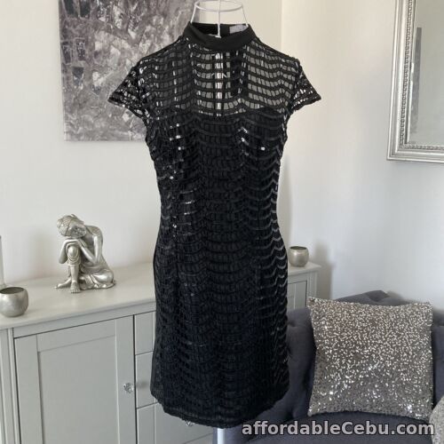 1st picture of BNWT Black Sequin Crochet Overlay Round Neck Cap Sleeve Mini Dress Size 10-12 For Sale in Cebu, Philippines