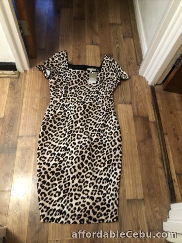1st picture of Ladies Stunning Beige Animal Print Lined Heavy Fabric Anthology Dress, Size 16 For Sale in Cebu, Philippines
