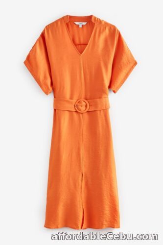 1st picture of NEXT Orange Belted Midi Summer Dress Size 14-18 BNWT RRP £58 Party Holiday Beach For Sale in Cebu, Philippines