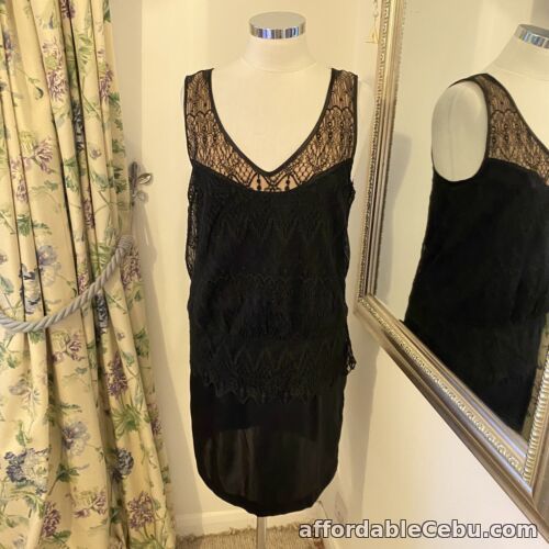 1st picture of Selected Femme 10 black lace satin shift dress nightwear as outwear occasion For Sale in Cebu, Philippines