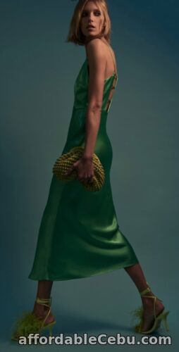 1st picture of Zara cut out back green satin Dress Size XS! For Sale in Cebu, Philippines