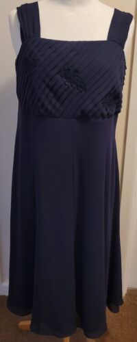 1st picture of Jacques Vert Dress size 12 navy long lined square neck rouched sleeveless Bnwt For Sale in Cebu, Philippines