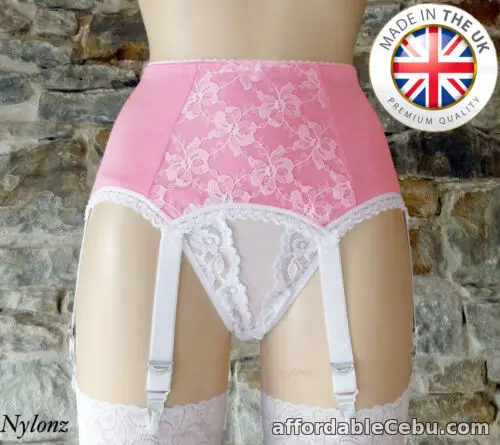 1st picture of 6 Strap Luxury Lace Panel Suspender Belt Pink (Garter Belt) NYLONZ - Made In UK For Sale in Cebu, Philippines