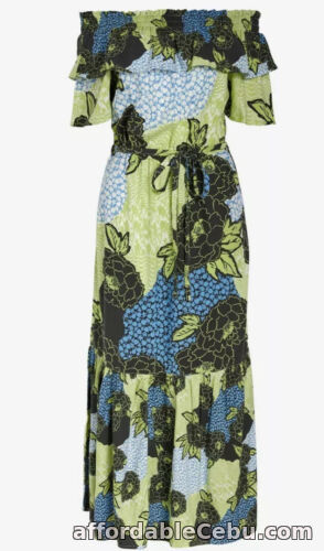 1st picture of New Next Size 10 Black Blue Green Floral Print Off Shoulder Maxi Dress Holiday For Sale in Cebu, Philippines