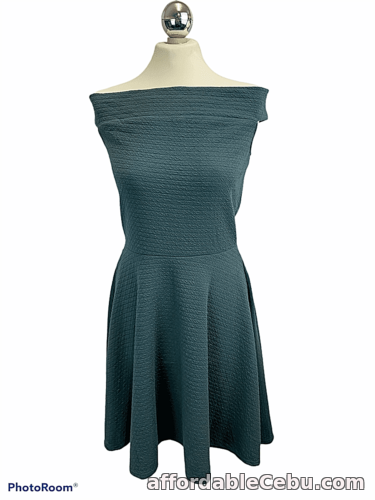 1st picture of Marva Teal Stretch Bardot Neck Party Skater Occasion Dress Size 10 BNWT Retro For Sale in Cebu, Philippines