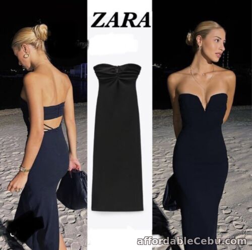 1st picture of ZARA Cut Out Midi Black Dress SMALL BNWT 7385/210 For Sale in Cebu, Philippines
