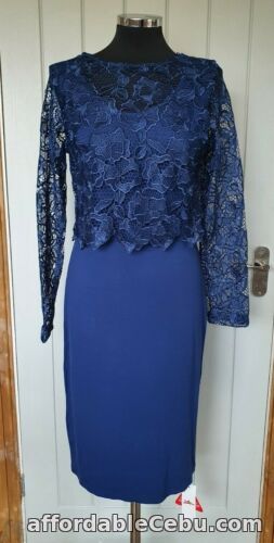 1st picture of Joe Browns lace dress size 10 long sleeve sheer blue royal cobalt overlay BNWT. For Sale in Cebu, Philippines