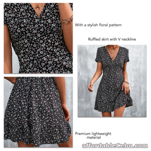 1st picture of Women's Sexy V Neck Dress Floral Print Dress High Waist Short Flowy Dress For Sale in Cebu, Philippines
