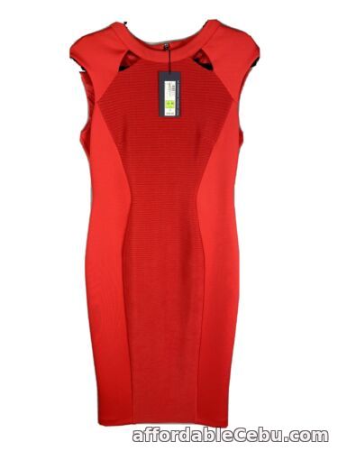 1st picture of BNWT M&S Size 12 Long Dress Red Wiggle Stretchy Below Knee Cut Out Textured For Sale in Cebu, Philippines