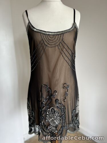 1st picture of River Island Strappy Beaded Mesh Occasion Mini Dress Black Size 10 For Sale in Cebu, Philippines