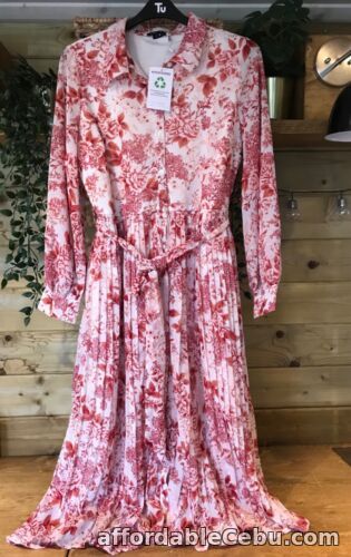 1st picture of IN THE STYLE - Stacey Solomon Red Floral Pleated Shirt Midi Dress - Size 14 For Sale in Cebu, Philippines