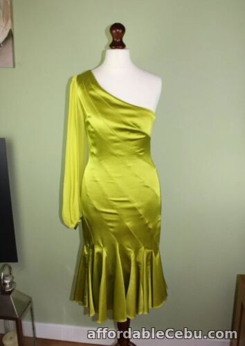 1st picture of Karen Millen BNWT yellow SILK one shoulder dress size 8 UK £160 For Sale in Cebu, Philippines