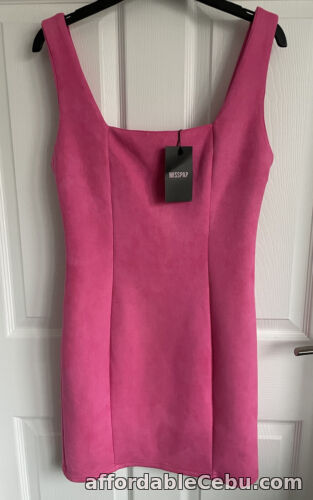 1st picture of Ladies Pink MISSPAP Faux Suede Square Neck Bodycon Mini Dress - Size 10 BNWT For Sale in Cebu, Philippines