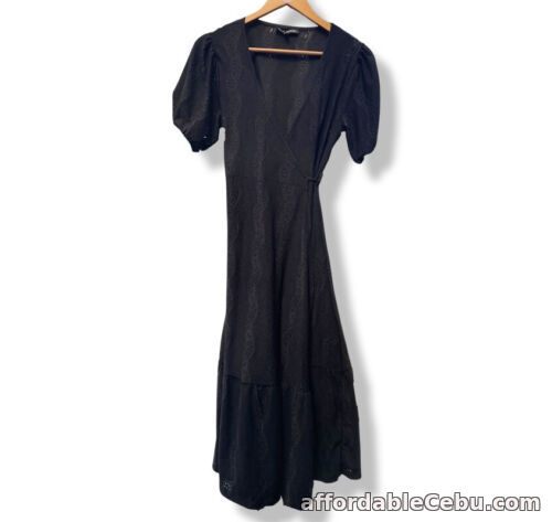 1st picture of NEXT Petite NWT Black Stretchy Puff Sleeve Wrap Midi Dress Size 10 For Sale in Cebu, Philippines