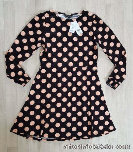 1st picture of DOROTHY PERKINS size 16 black POLKA DOT SKATER DRESS peach LONG SLEEVES ladies For Sale in Cebu, Philippines