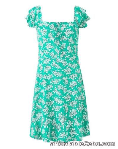 1st picture of BNWT OASIS GREEN DITSY FLORAL PRINT FIT & FLARE RUFFLE SLEEVE DRESS SIZE UK 14 For Sale in Cebu, Philippines