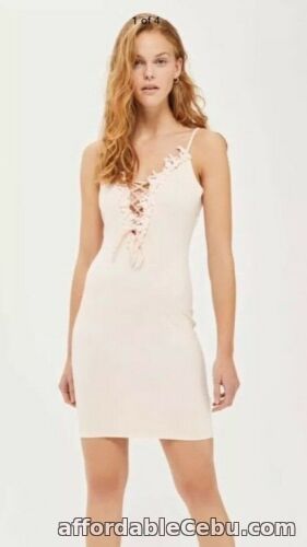 1st picture of Topshop - Blush Floral Lace Up Front Mini Dress - Size 12 - BNWT For Sale in Cebu, Philippines