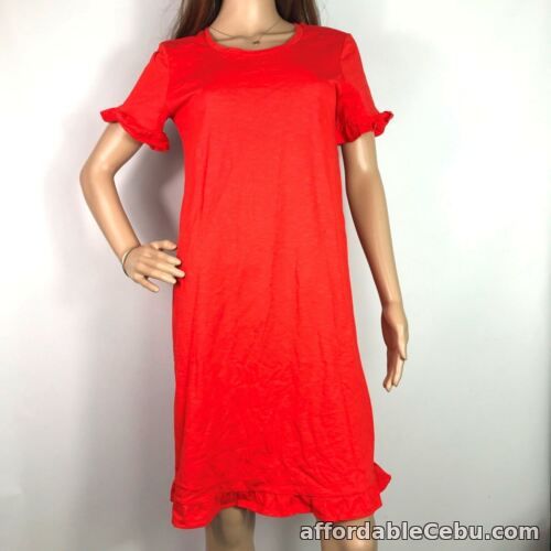 1st picture of Boden Ladies T-Shirt Dress Sz 10 Orange Red Cotton Ruffled Frill Sleeve & Hem For Sale in Cebu, Philippines