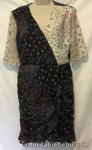 1st picture of New Next Size 10 Black Cream Spliced Floral Wrap Details Ruched Short Dress For Sale in Cebu, Philippines