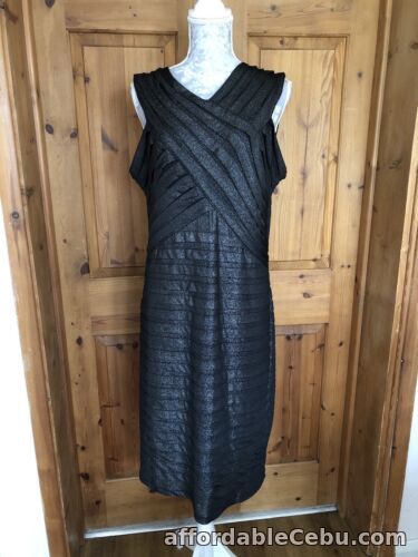 1st picture of BNWT Alexon Black Shimmer Pleated Bodycon Evening Party Dress Size 16 For Sale in Cebu, Philippines