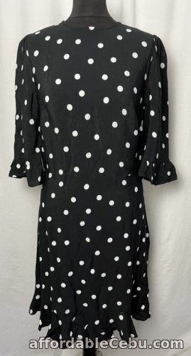 1st picture of Marks & Spencer Black White Polka Dot Frill Dress Short Sleeve Women's UK12 E826 For Sale in Cebu, Philippines