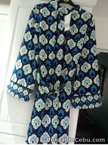 1st picture of Zara Blue Printed Dress with Belt Medium HIGH NECK BNWT SHIFT For Sale in Cebu, Philippines