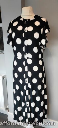 1st picture of Size 16 Monochrome Spot, Button Front, Midi Dress Soon New RRP £25 For Sale in Cebu, Philippines