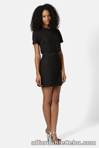 1st picture of BNWT-Topshop Women Black Scallop Lace Cut Out Overlay Dress Size 6 (WAS £55) For Sale in Cebu, Philippines