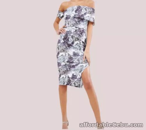 1st picture of ASOS Marble Print One Shoulder Scuba Midi Dress UK 14 New Side Slit Ruched For Sale in Cebu, Philippines