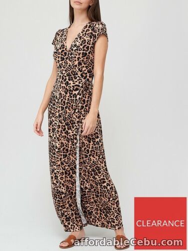 1st picture of TALL V by Very Short Sleeve Wrap Jersey Maxi Dress Animal Print Ladies Size 10 For Sale in Cebu, Philippines
