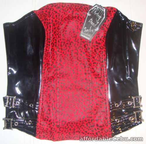 1st picture of LIVING DEAD SOULS SEXY PVC BLACK & RED LEOPARD PRINT CORSET SIZE MEDIUM NEW For Sale in Cebu, Philippines