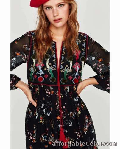1st picture of ZARA NEW EMBROIDERED MINI DRESS WITH POM POM AND TASSEL SIZE M MEDIUM BLOGGERS For Sale in Cebu, Philippines
