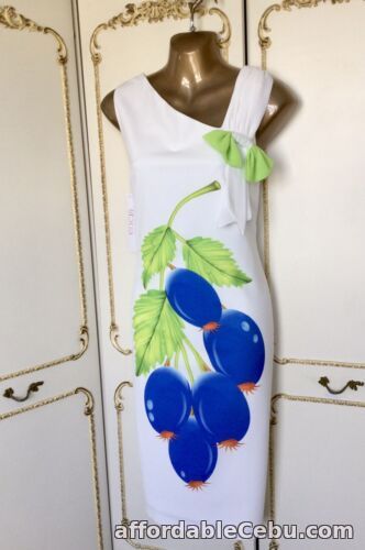 1st picture of LIBRA DESIGNS Ladies Ivory / Blue / Lime Print Dress Size 10 NWT RRP £159 For Sale in Cebu, Philippines
