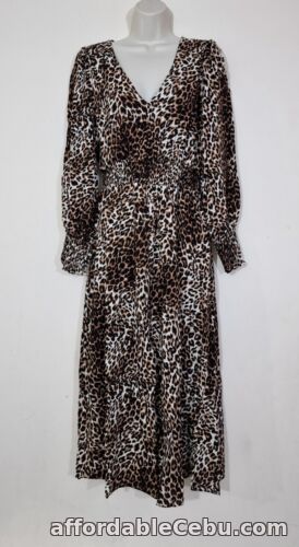 1st picture of Friends Like These Neutral Animal Print Shirred Midi Dress Size 16 BNWT Party For Sale in Cebu, Philippines
