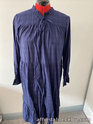 1st picture of Sisters Point Navy check Floaty Front Zip Relaxed Midi Dress UK M BNWT £35 For Sale in Cebu, Philippines