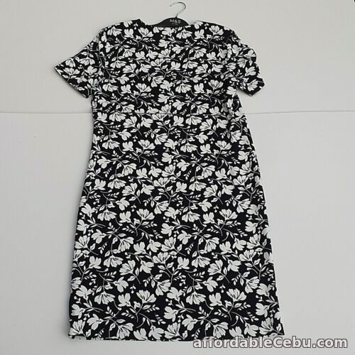 1st picture of M&S Women Dress Tunic Size 8 Floral Black White Polyester Stretch Shift Ladies For Sale in Cebu, Philippines