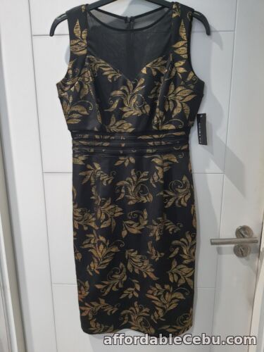 1st picture of BNWT BLACK BODYCON GOLD LEAF PRINT MESH DRESS COCKTAIL UK SIZE 10/12 For Sale in Cebu, Philippines